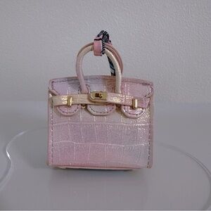 Mini Glitter Tote Bag Charm – Pink Gradient Sparkle